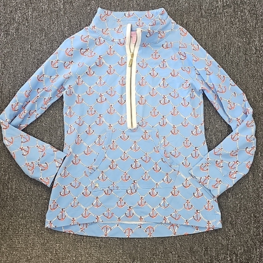 Lilly Pulitzer Skipper Popover Anchors Away Quarter Zip Medium